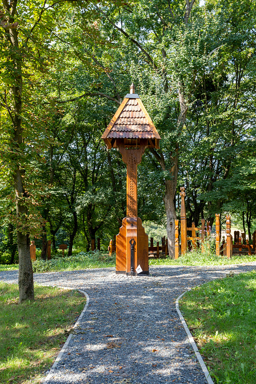 The garden of wooden grave posts