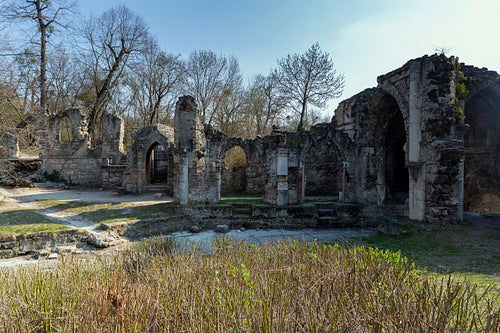 Artificial ruins in the english garden of Tata, Hungary.