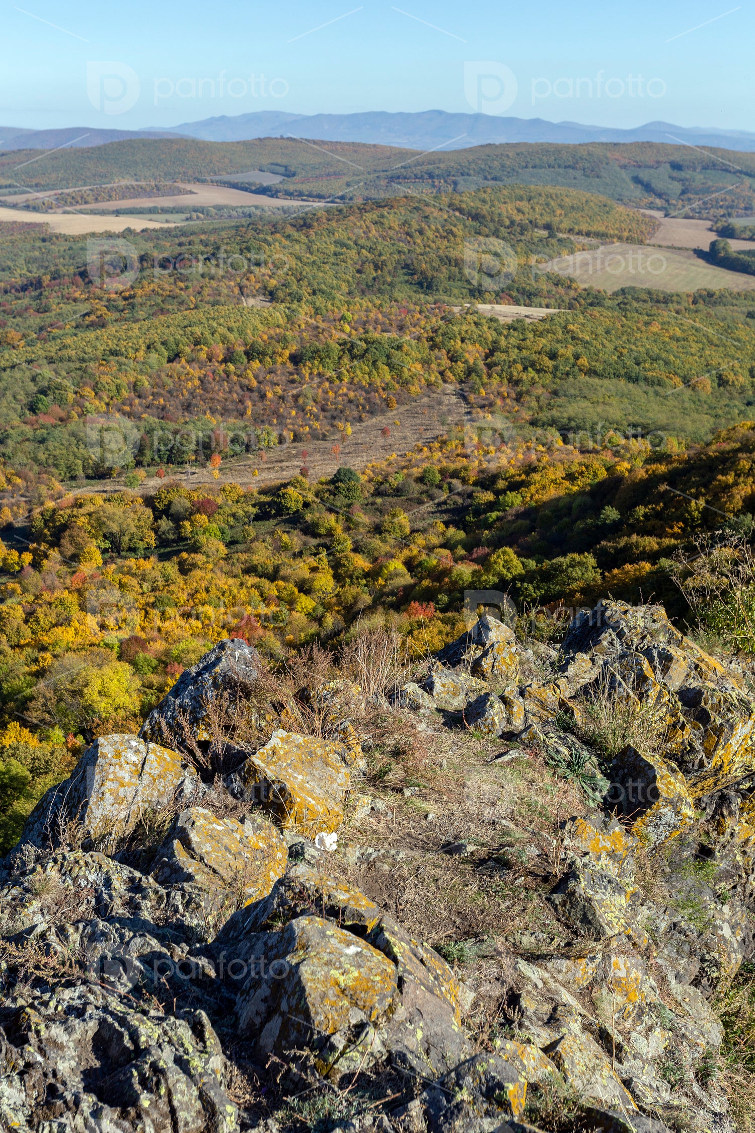 Cserhát mountains view from the castle of Szanda