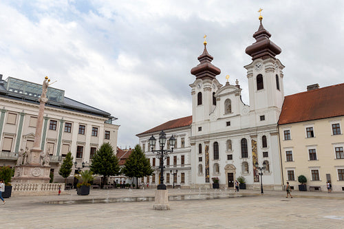 Benedictine church on the Szechenyi square in Gyor, Hungary
