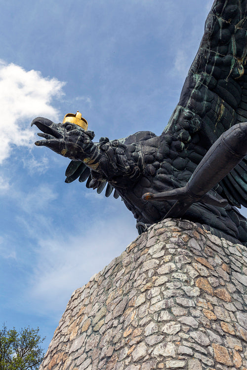 The Turul monument in Tatabánya.