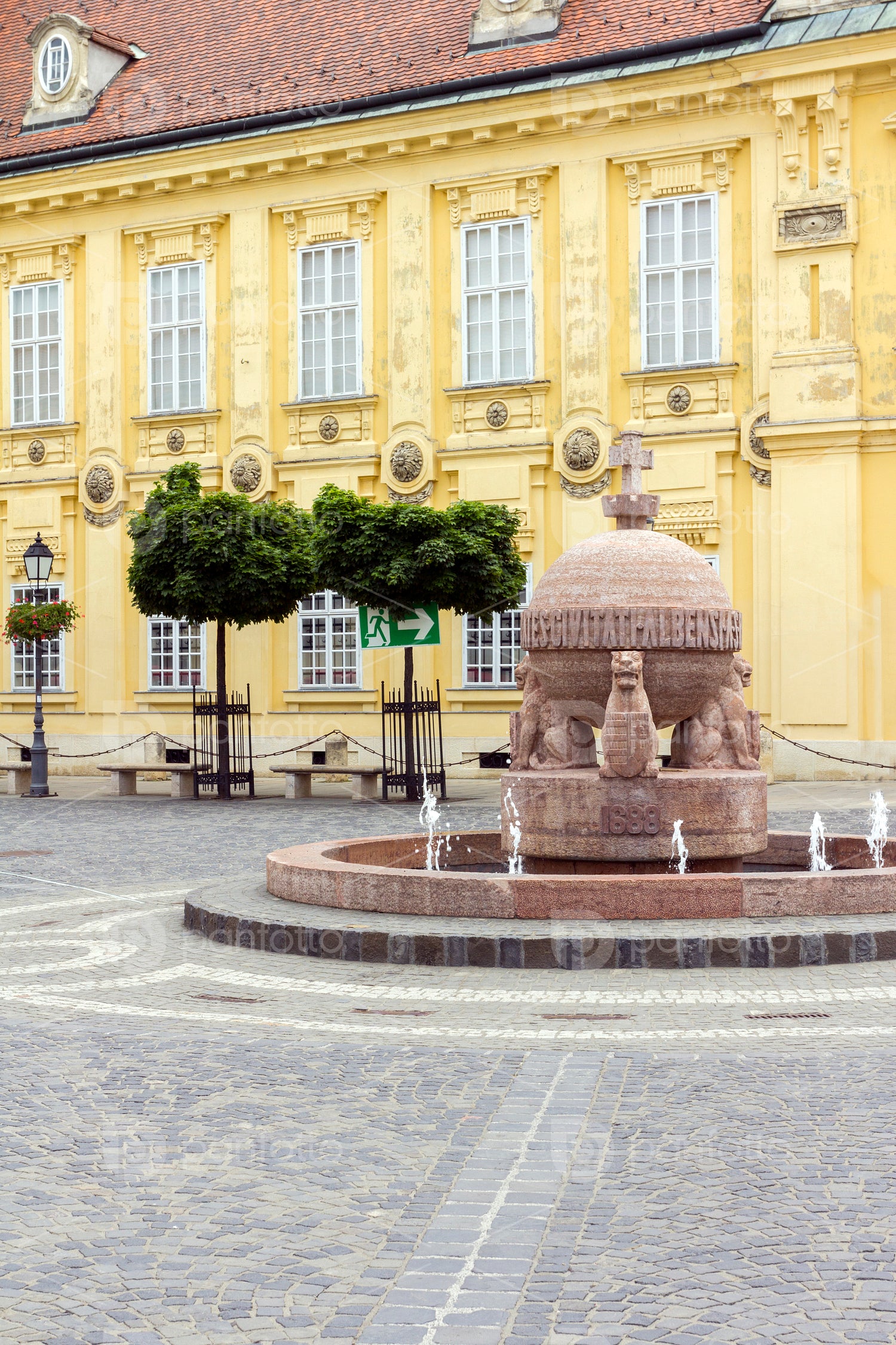 Orb and cross statue in Szekesfehervar, Hungary