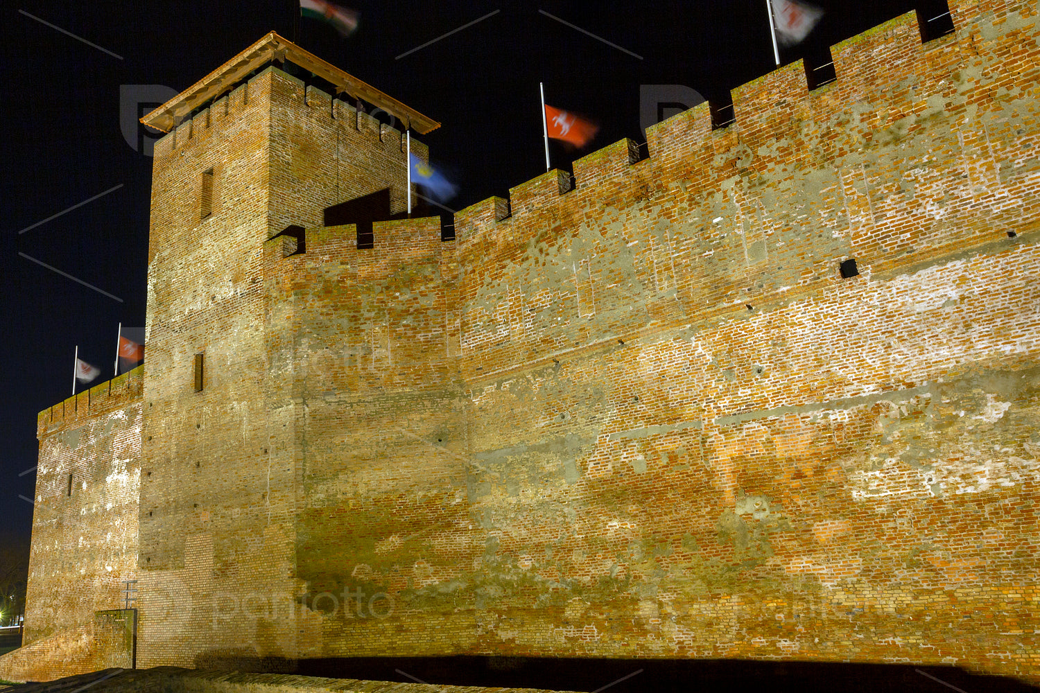 Gyula Castle in Gyula on a winter night