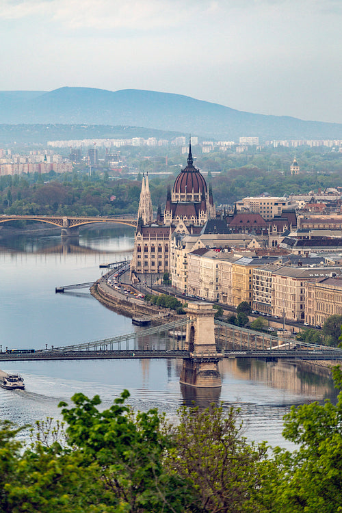 Hungarian Parliament Building and the Danube river in Budapest