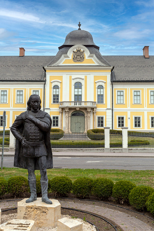 Statue of Antal Grassalkovich in front of the Grassalkovich Palace in Hatvan