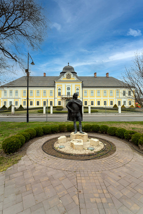 Statue of Antal Grassalkovich in front of the Grassalkovich Palace in Hatvan
