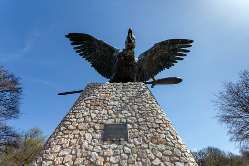The Turul monument in Tatabánya.