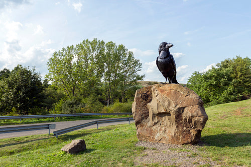 Raven statue near Holloko, Hungary