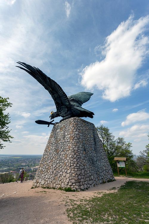 The Turul monument in Tatabánya.
