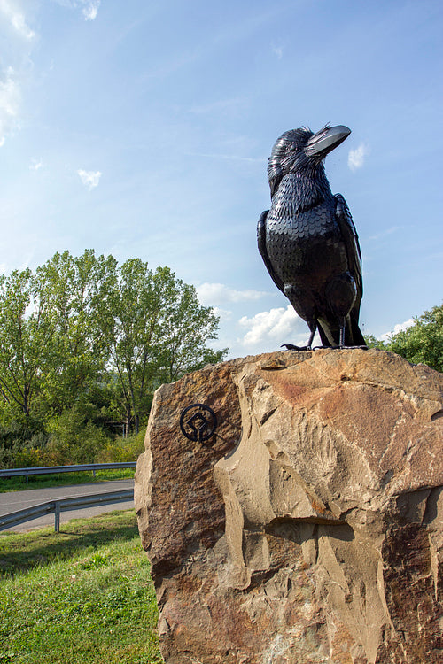 Raven statue near Holloko, Hungary