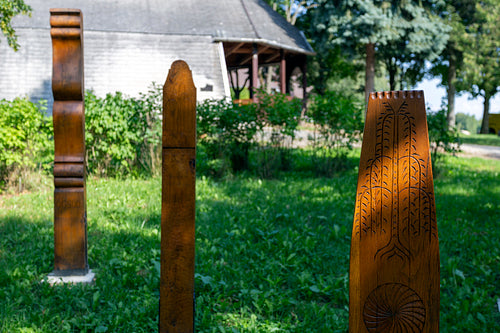 The garden of wooden grave posts