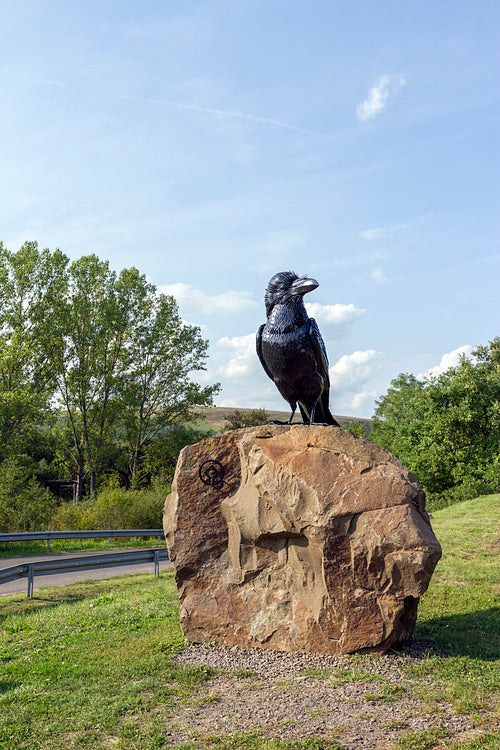 Raven statue near Holloko, Hungary