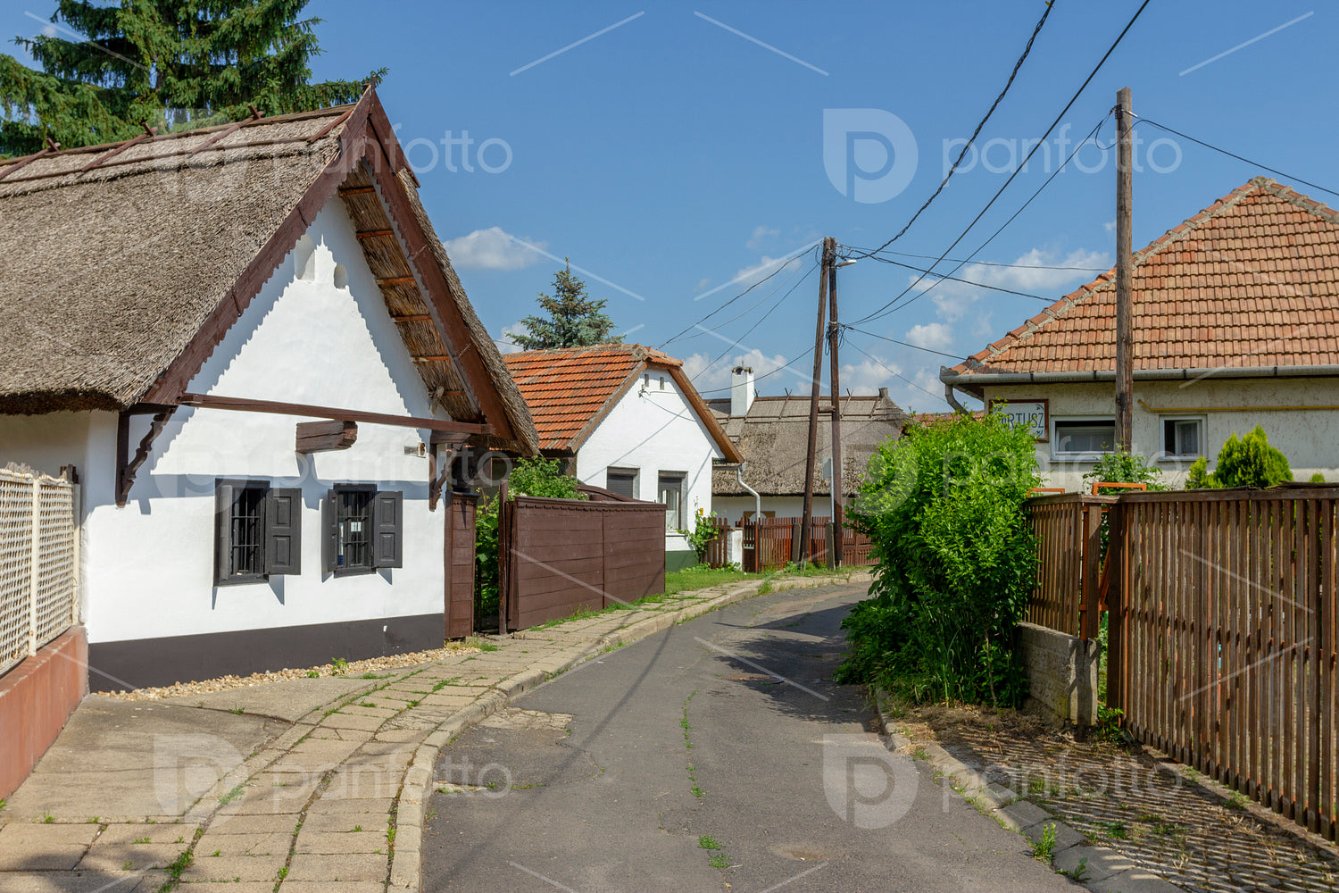 Traditional Matyo houses in Mezokovesd, Hungary.