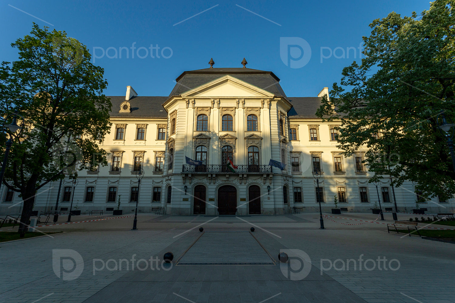 Entrance of the Esterhazy University in Eger, Hungary.