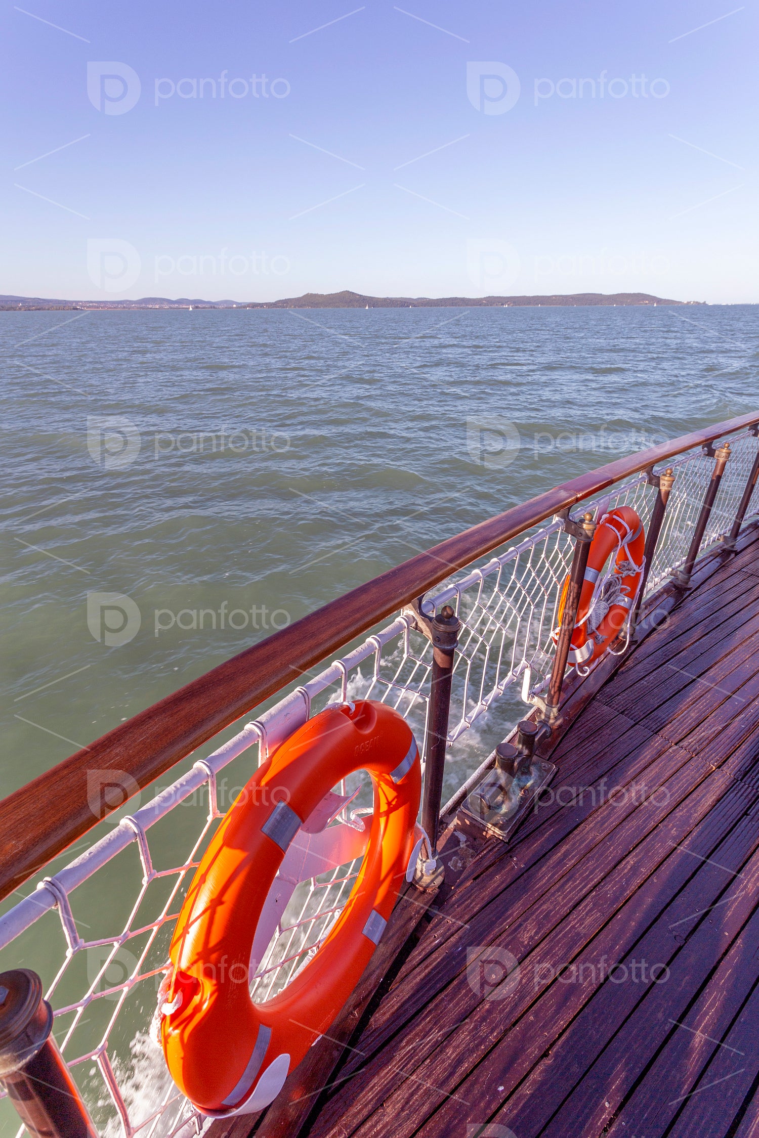 View of the lake Balaton from a pleasure-boat.