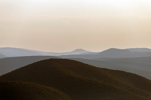 Castle of Regéc with the Zemplén mountains