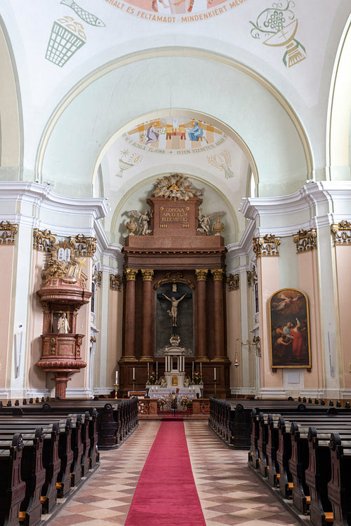 Interior of the catholic church in Tata