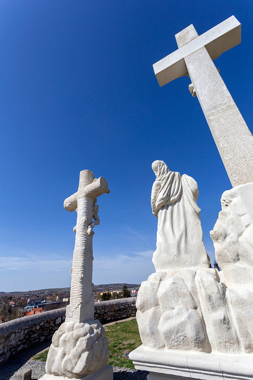 Statues on the calvary hill in Tata