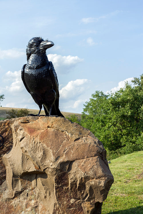 Raven statue near Holloko, Hungary