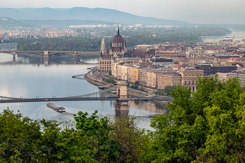 Hungarian Parliament Building and the Danube river in Budapest