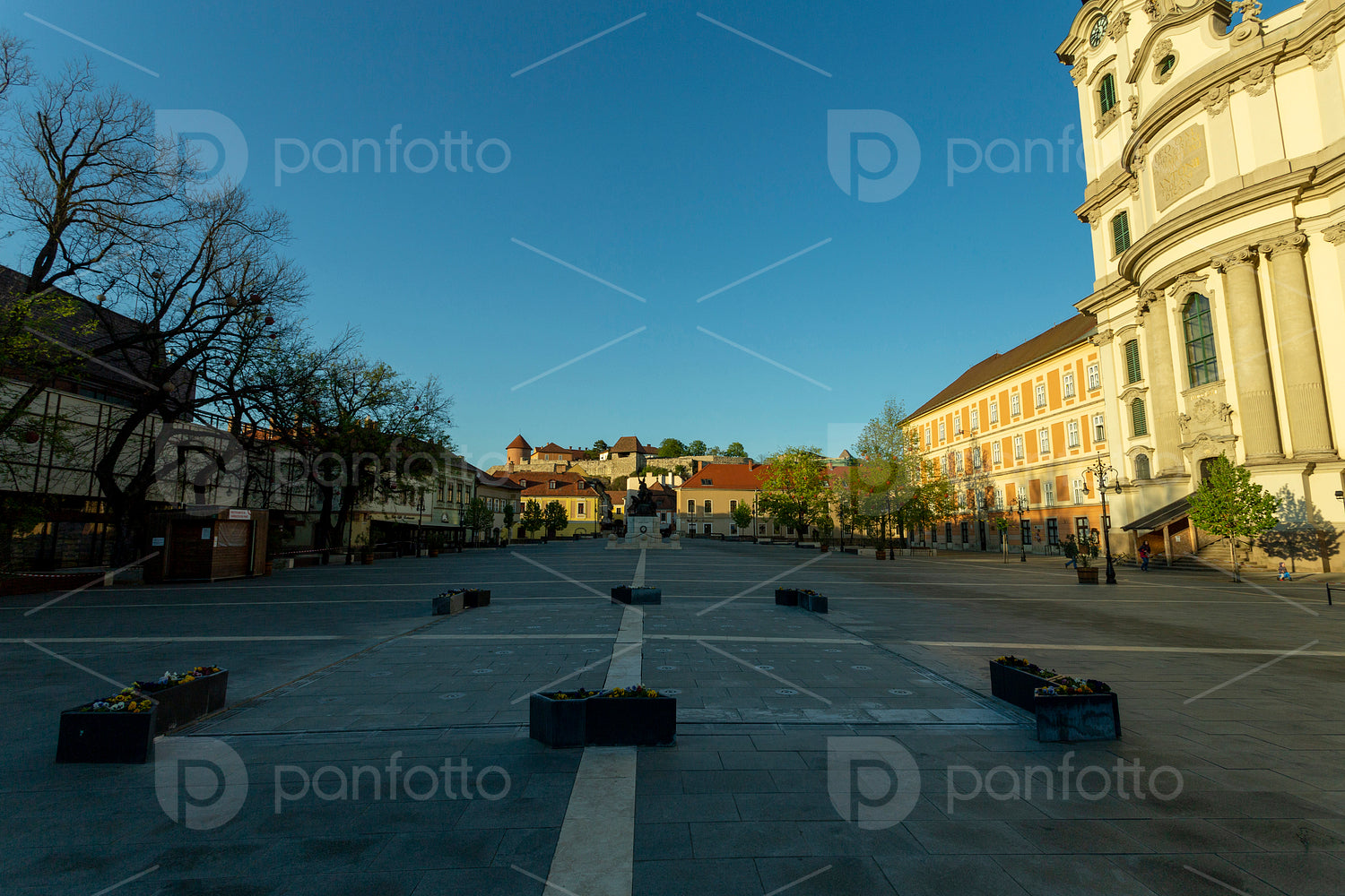 Dobo square in Eger, Hungary on a spring evening