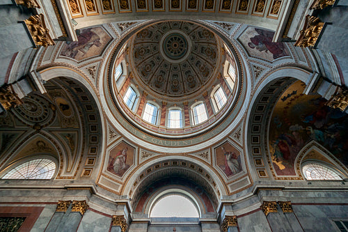 Interior of the Esztergom Basilica in Esztergom, Hungary