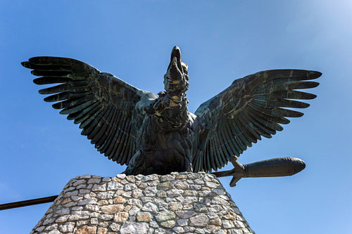 The Turul monument in Tatabánya.