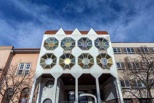 Modern library building in Kecskemet