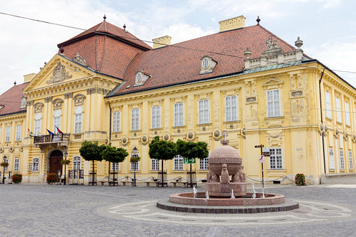 Orb and cross statue in Szekesfehervar, Hungary