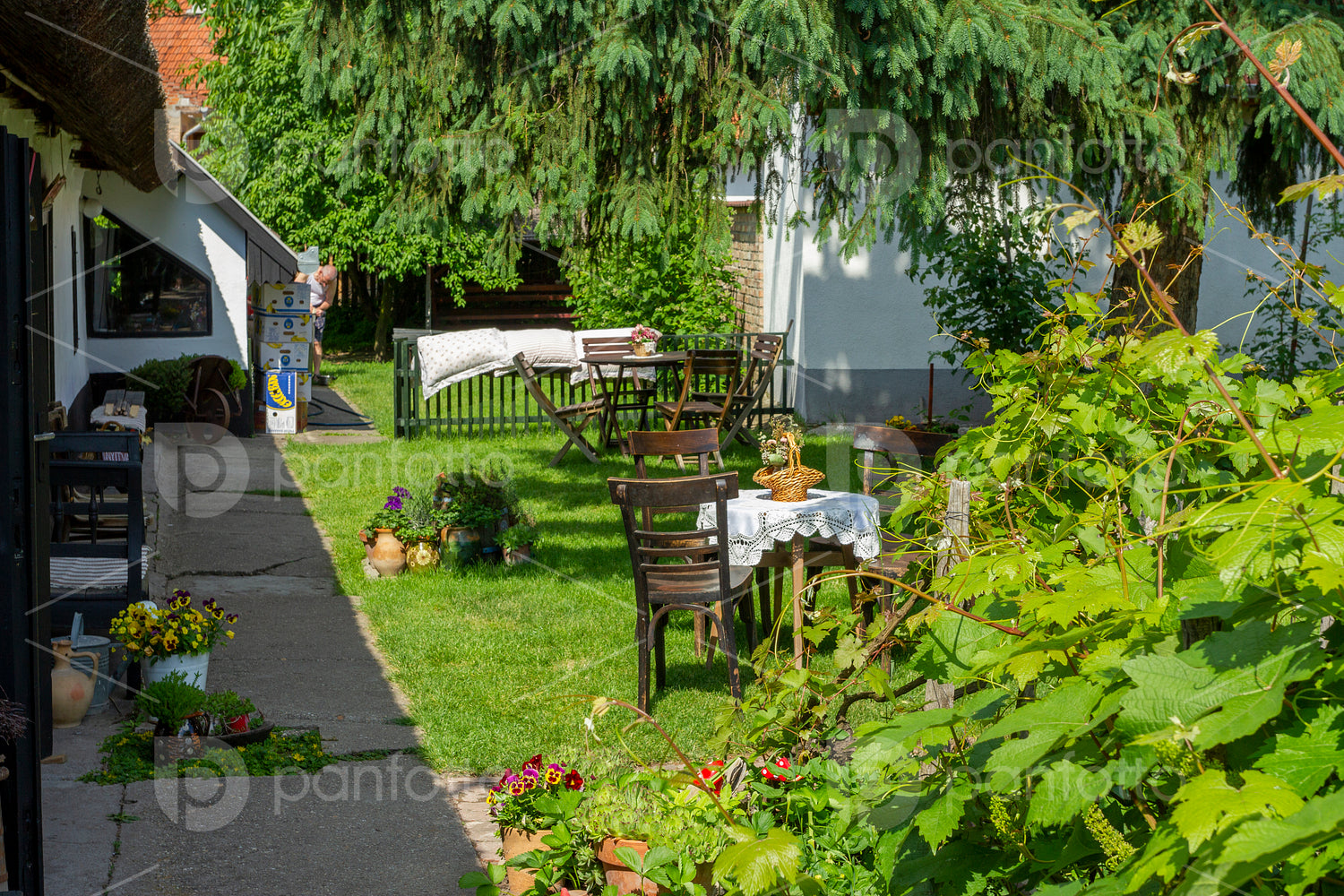 Traditional Matyo houses in Mezokovesd, Hungary.