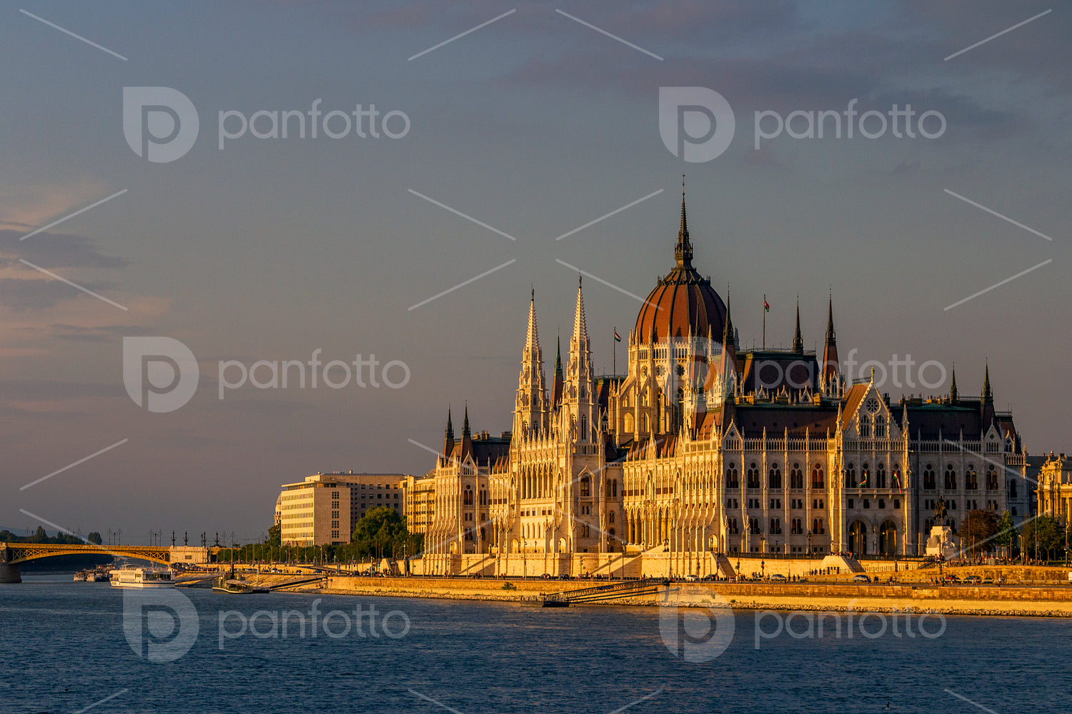 The river Danube on a cold winter day with the Hungarian Parliament building in the background