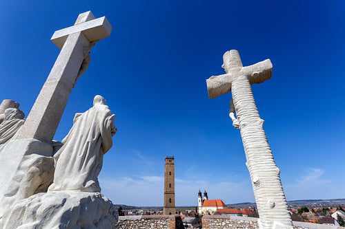 Statues on the calvary hill in Tata
