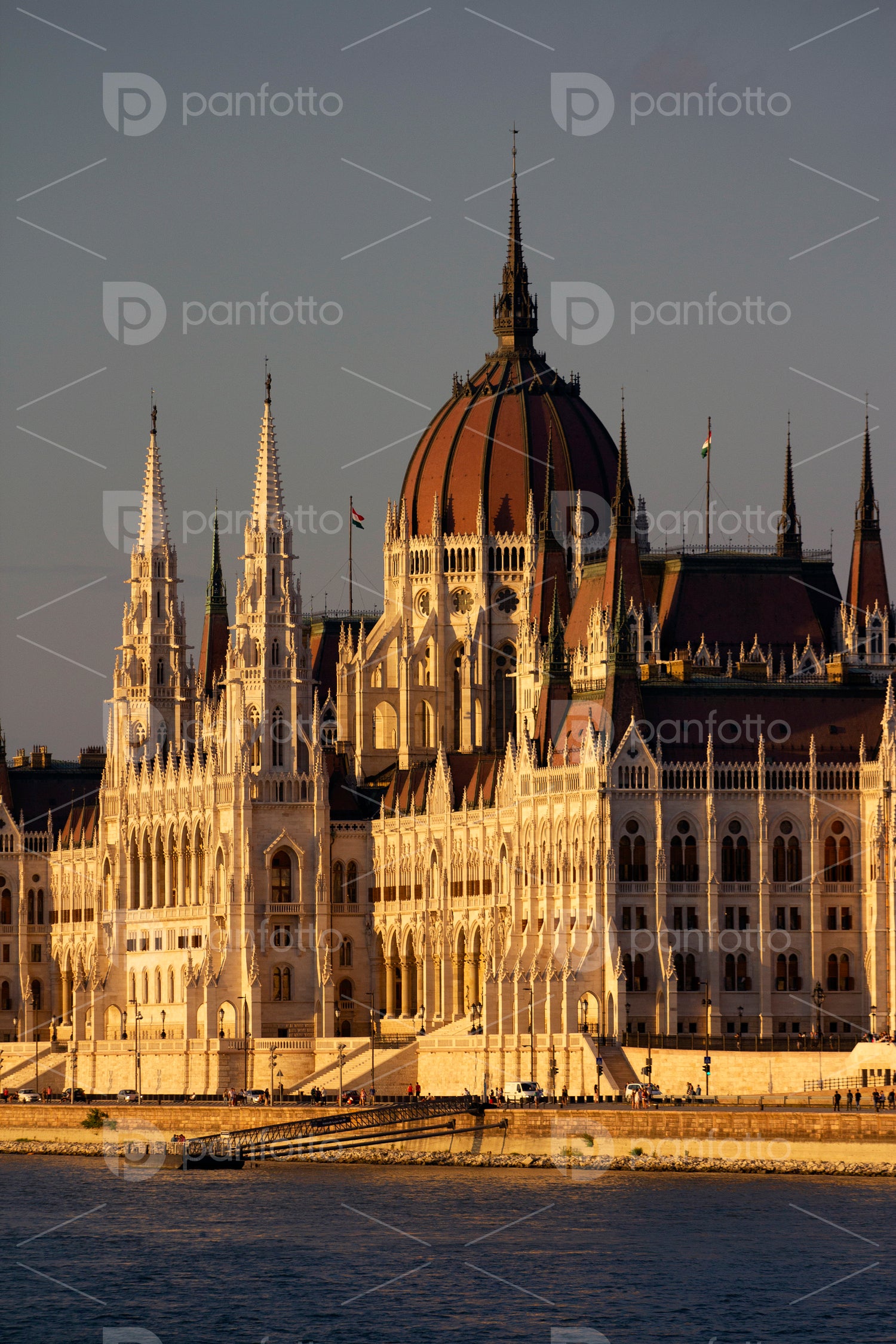 The river Danube on a cold winter day with the Hungarian Parliament building in the background