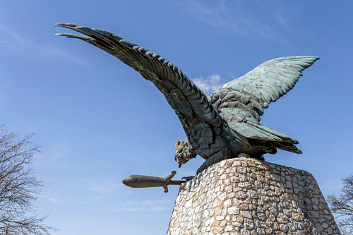 The Turul monument in Tatabánya.