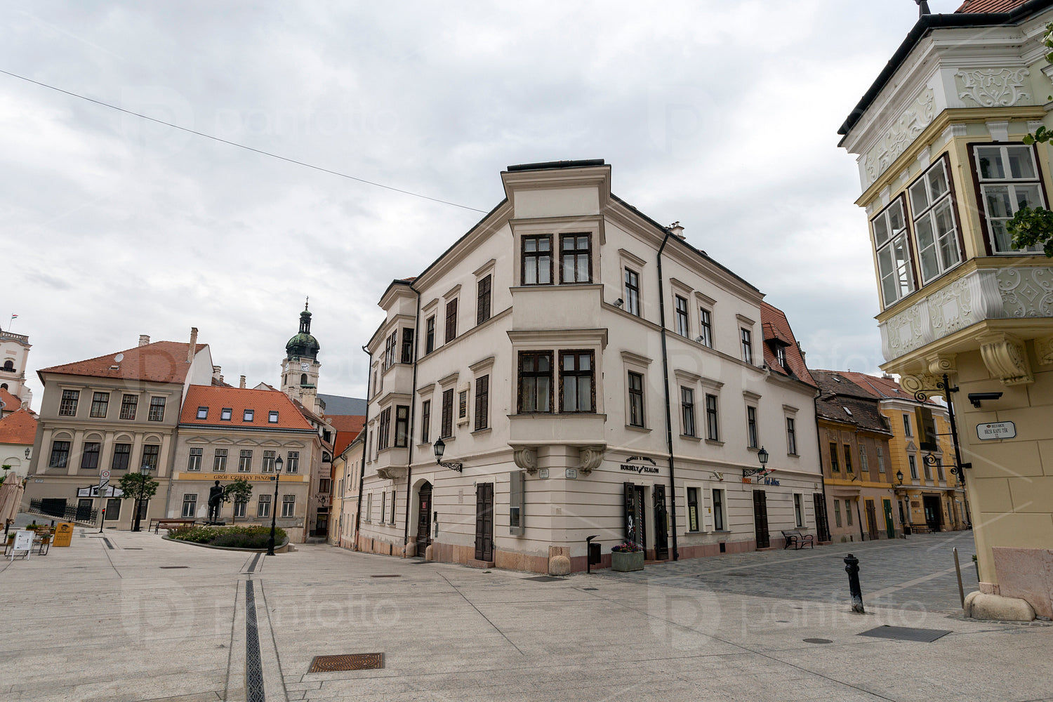 Streets of the old town in Gyor, Hungary