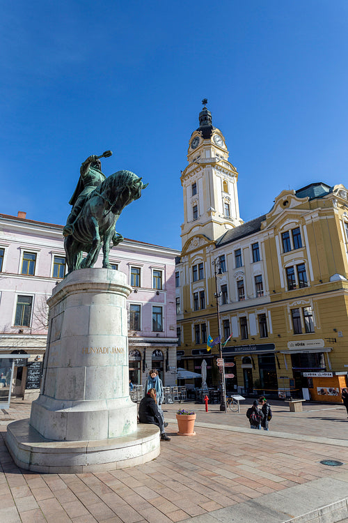 Statue of Hunyadi at the Szechenyi Square in Pecs