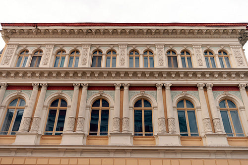 Facade of a classicist building in Kecskemet