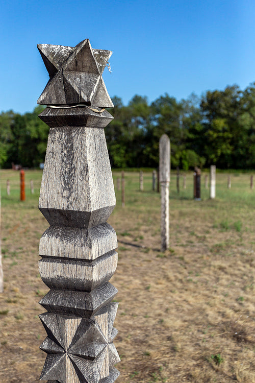 Wooden grave markers in in Karos