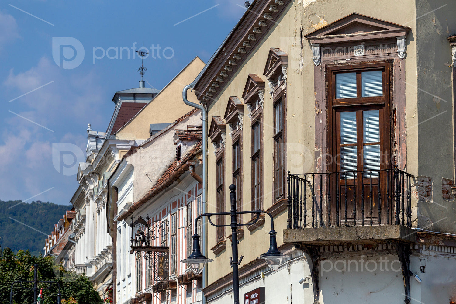 Old buildings on the main square of Koszeg, Hungary