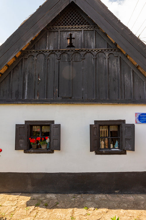 Traditional Matyo houses in Mezokovesd, Hungary.