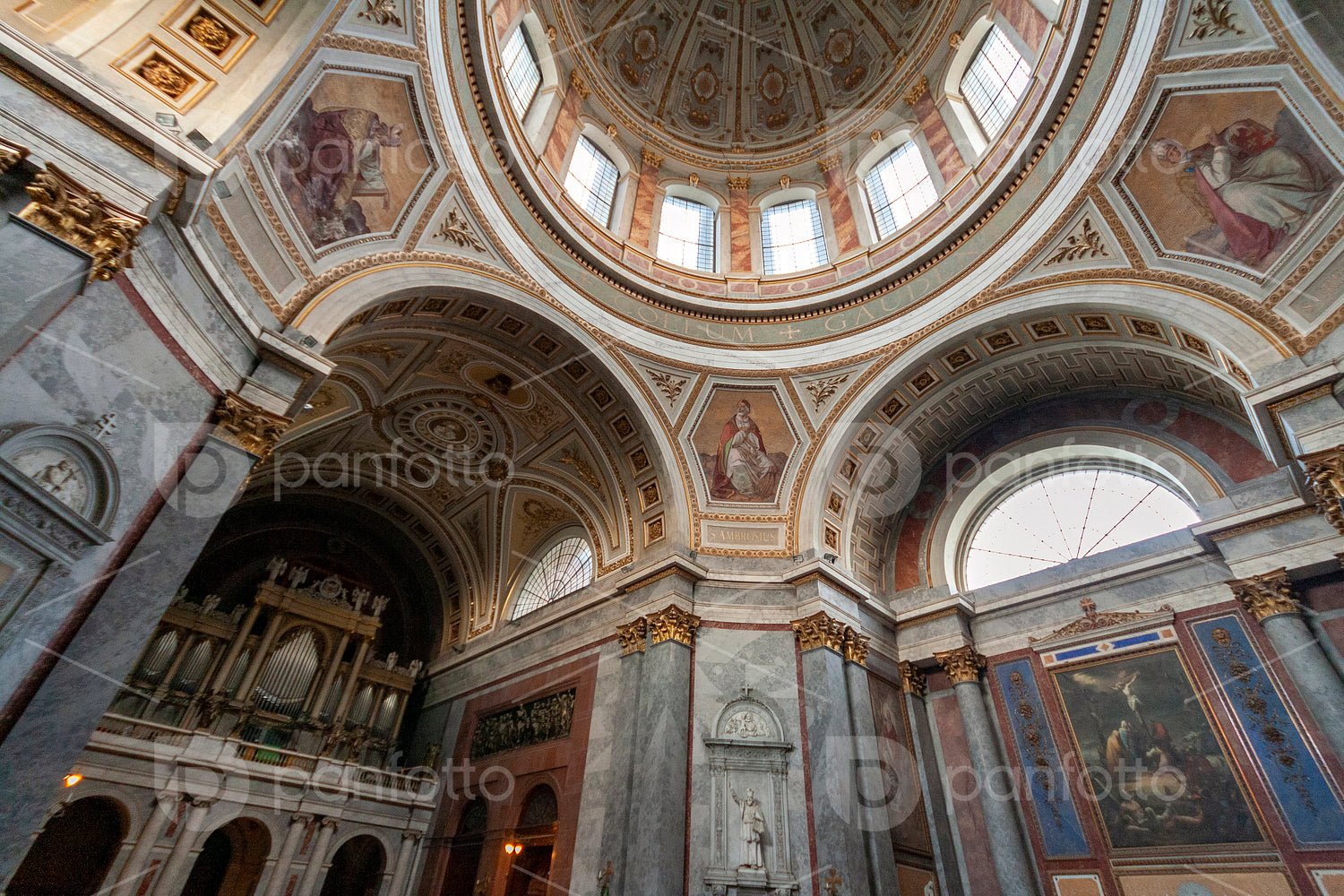 Interior of the Esztergom Basilica in Esztergom, Hungary