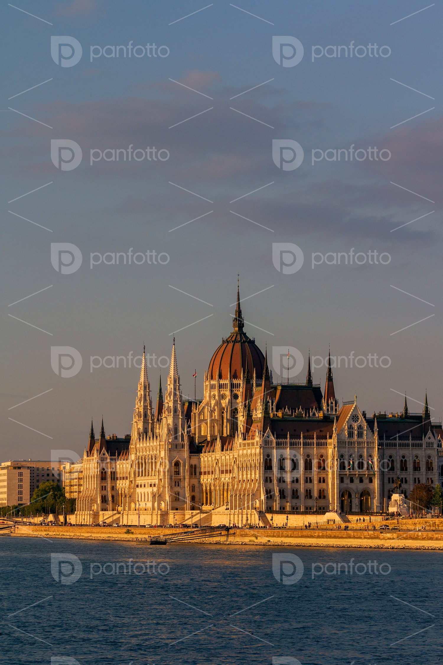 The river Danube on a cold winter day with the Hungarian Parliament building in the background