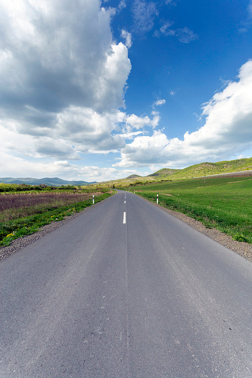 Empty road in the Zemplén
