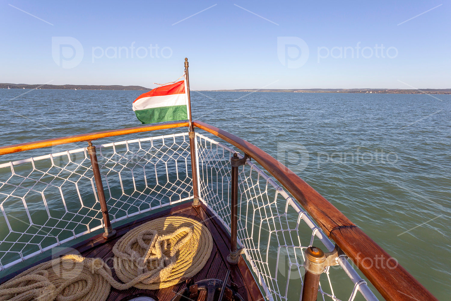 View of the lake Balaton from a pleasure-boat.