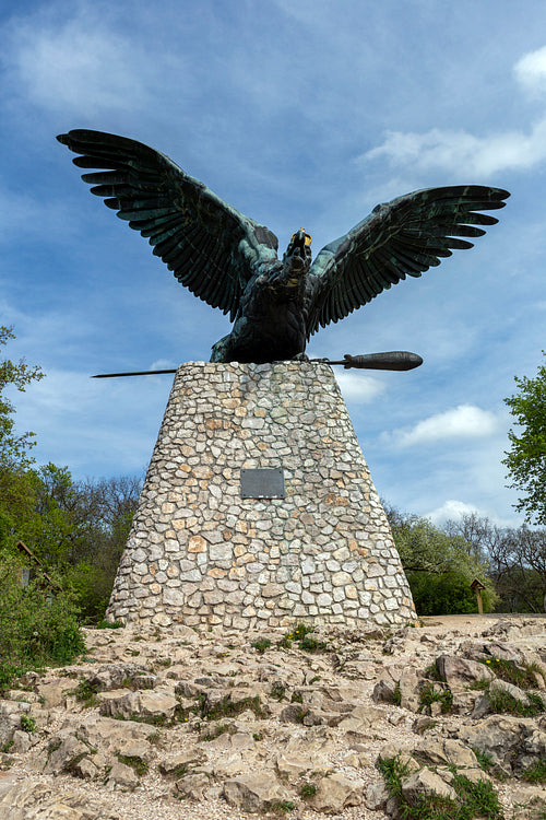 The Turul monument in Tatabánya.