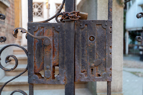 Old lock in downtown Szeged
