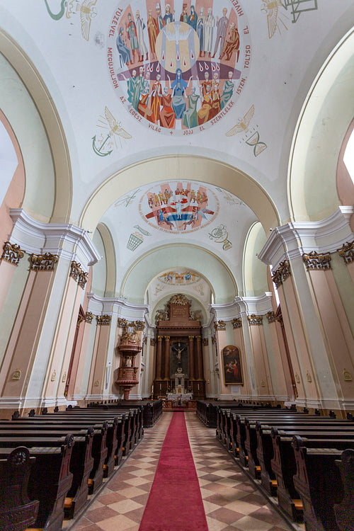 Interior of the catholic church in Tata