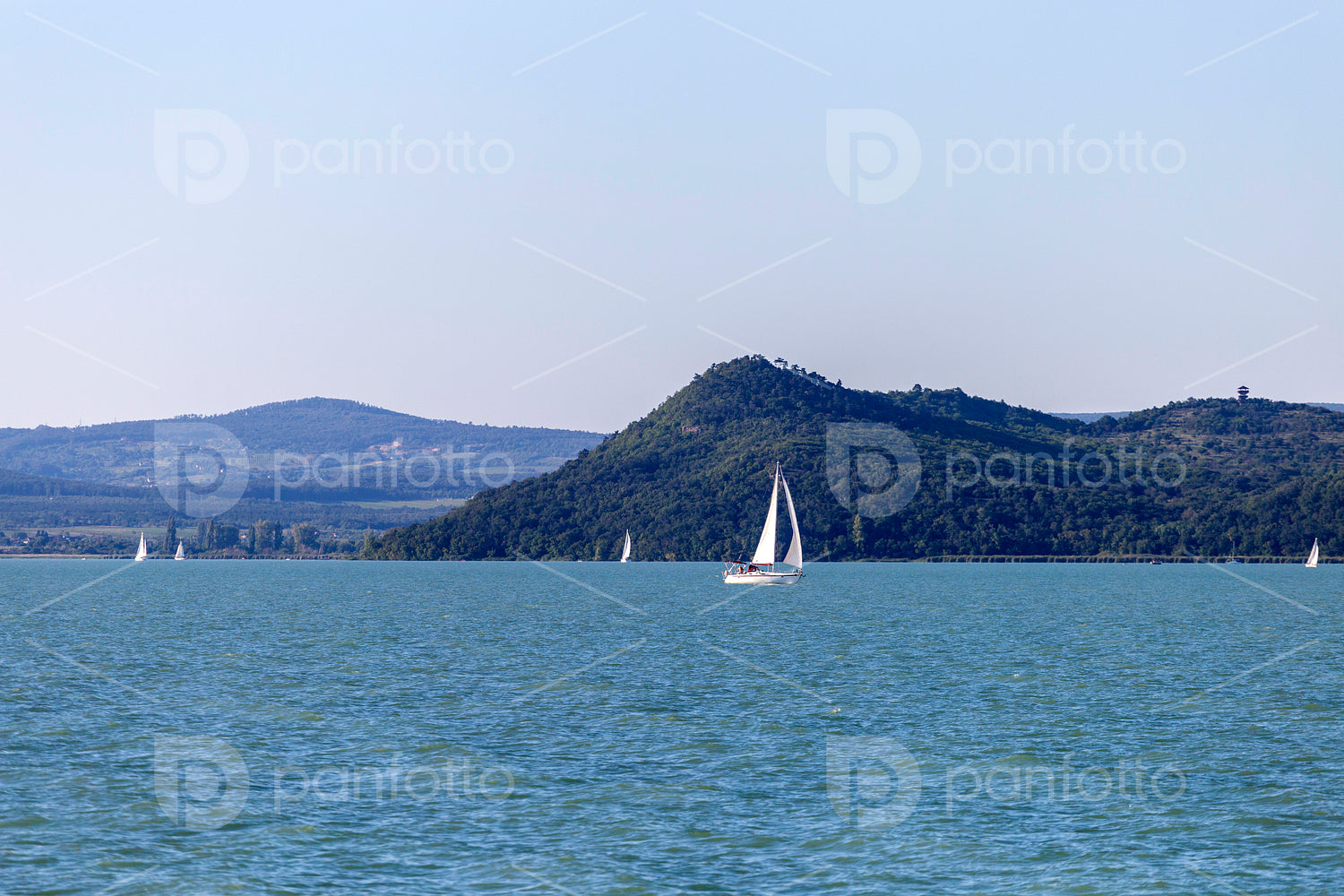 View of the Tihany penisula from the lake Balaton.