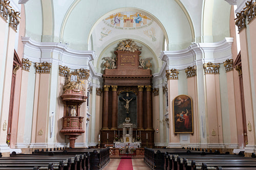 Interior of the catholic church in Tata