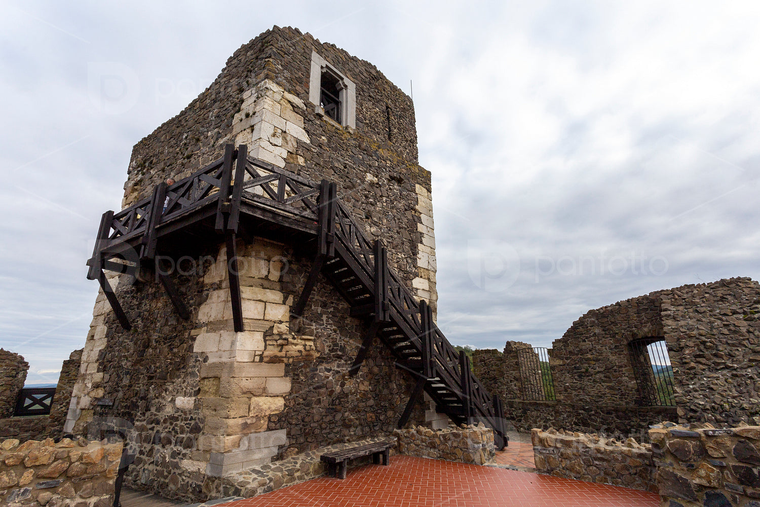 Hollókő castle on a cloudy autumn day